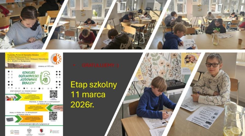 Szkolny etap ogólnopolskiego konkursu „Kodowanie Brajlem”